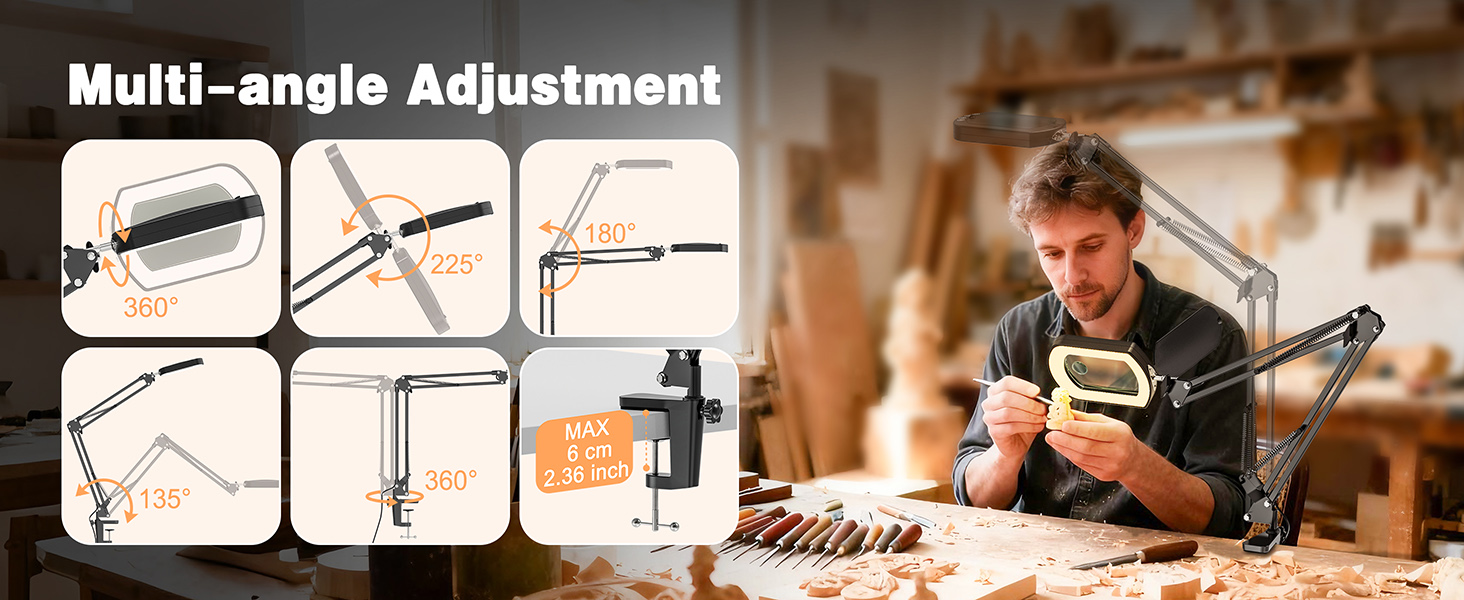 Magnifying Glass with Light and Clamp