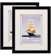 YAETM 8x10 Double Floating Mat Picture Frame Set of 2, Display Picture 5x7 with Ivory Double Mat,...