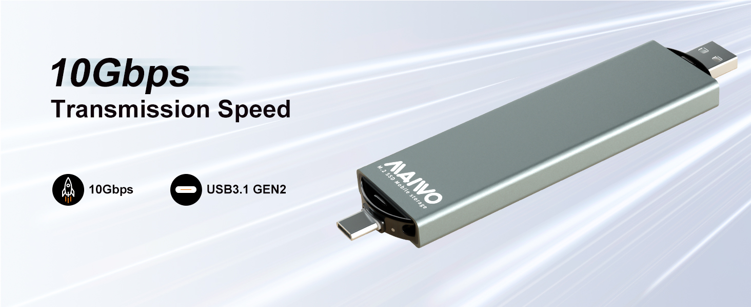 M.2 SSD Enclosure for NVME &amp; SATA, USB A to USB C M.2 SSD Enclosure