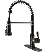 BWE Solid Brass Kitchen Faucet 1 or 3 Hole, Oil Rubbed Bronze Kitchen Sink Faucet with Pull Down ...