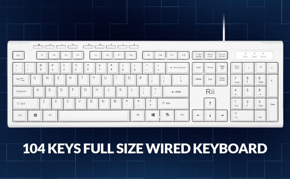 RII RK907 USB Wired Keyboard-White