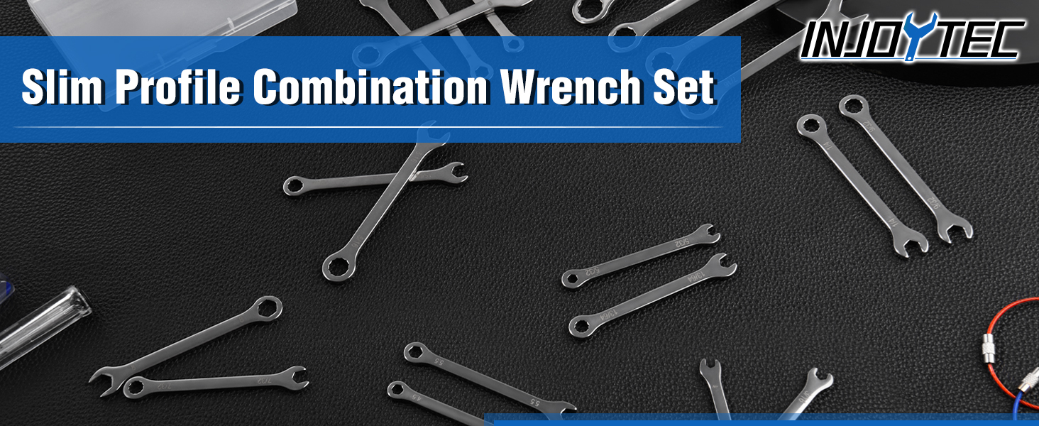 Text reads &amp;#39;20-Piece Slim Profile Combination Wrench Set&amp;#39;.