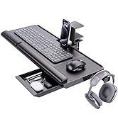 Tilt&amp;Height Adjustable Keyboard Tray Under Desk with 360° Rotation, Klearlook Ergonomic Computer ...