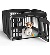 KMFurnila Dog Playpen 4-Panel, 24IN Puppy Playpen, Stable Dog Play Pen Indoors/Outdoor with Secur...