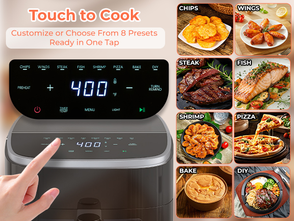 8 presets air fryer