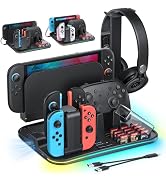 [Switch 2/1 Compatible] FASTSNAIL Charging Dock &amp; Orgainzer Station &amp; Cooling Fan for Nintendo Sw...