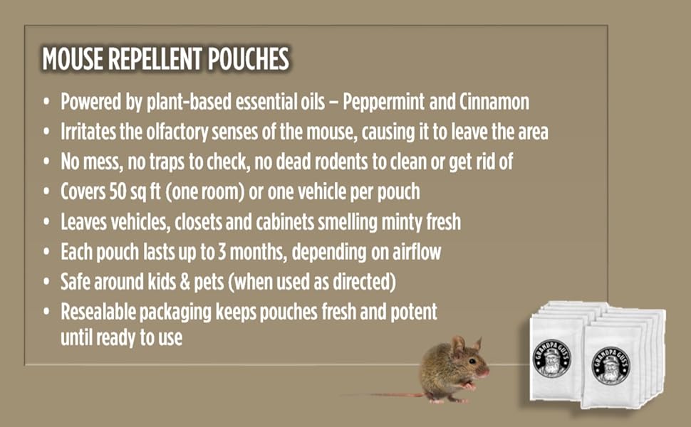 Mouse Repellent (10 Pouches) Bundled with a Pouch Holder