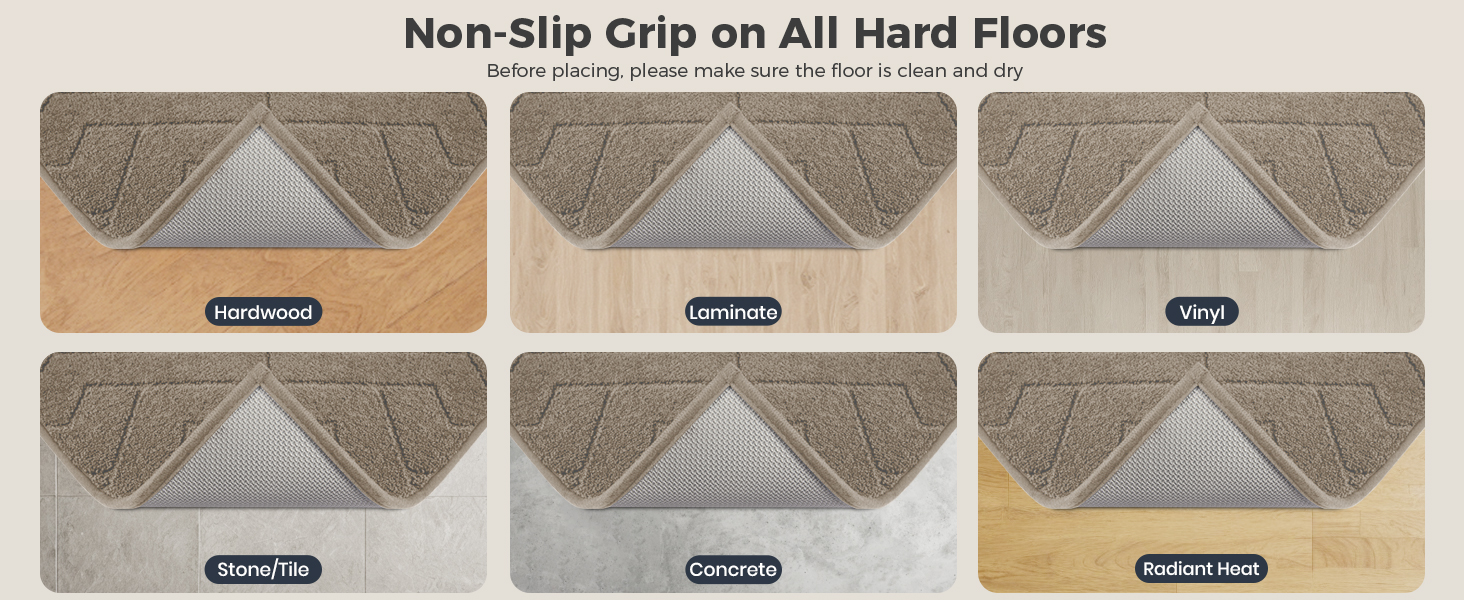 Non-slip Grip on All Hard Floors