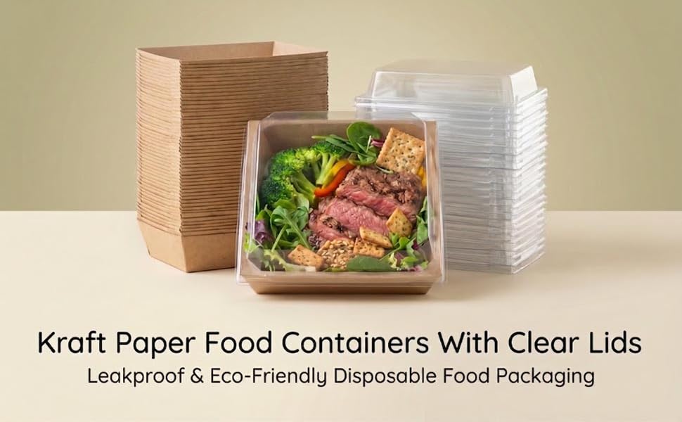 Kraft Paper Food Containers With Clear Lids