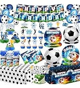 Soccer Birthday Party Decorations, 197Pcs Soccer Party Decorations with Plates,Napkins,Cups,Table...