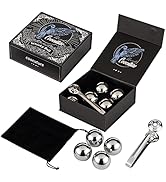 Whiskey Balls Set of 4 Reusable Stainless Steel Metal Ice Sphere Cubes Beverage Chilling Rocks Wh...