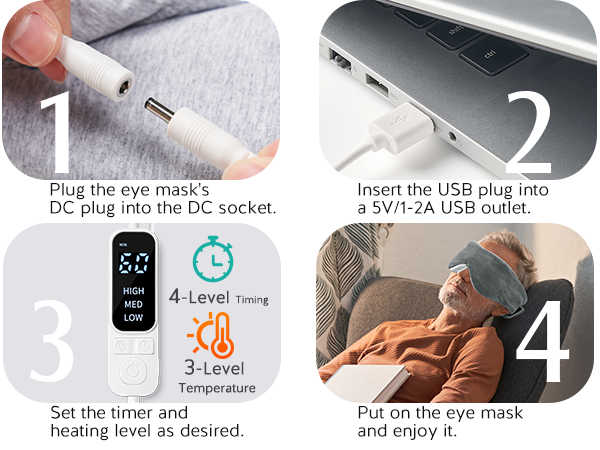 Heated Eye Mask, Warm Eye Compress Mask for Dry Eyes, USB Electric Eye Heating Pad