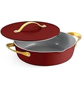 Tramontina Fiora 4.25-Quart Multipurpose Ceramic Non Stick Cooking Pan with Lid, Merlot