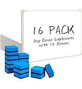 Dry Erase LapBoards, PANDRI 16 Pack Double Sided 12.5 x 9 Inch Whiteboards with 26 Erasers, Dry E...