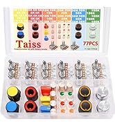 Taiss 77PCS Potentiometer kit 1K 5K 10K 20K 50K 100K Ohm with Rotary knobs Potentiometer Linear R...