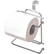 Basicwise Chrome Toilet Tissue Paper Roll Holder Dispenser, Over The Tank Two Slot Tissue Organiz...
