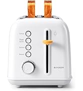 BUYDEEM DT620 2-Slice Toaster, Extra Wide Slots, Retro Stainless Steel with High Lift Lever, Bage...