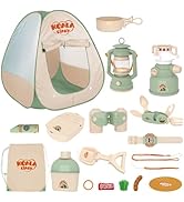 Contixo Kids Camping Gear Set - Pop Up Play Tent, Binoculars, Oil Lantern, Pretend Camping Kitche...