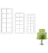 3Pcs White Square Cookie Cutter Set, 3 Size Biscuit Cutters, Geometric Multicutter Cake Fondant C...