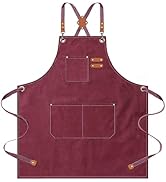 AFUN Aprons for Men Women with Large Pockets, 16-Ounce Cotton Canvas Cross Back Apron