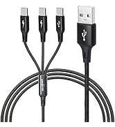 GELRHONR Multi USB C Splitter Cable,3 in 1 Nylon Braided Charging Cord with 3 Type-C Male Plug, 2...