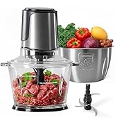 Simple Deluxe 450W Food Processor, Electric Food Chopper with 2x8 Cup Bowls &amp; 2 Bi-Level Blades, ...