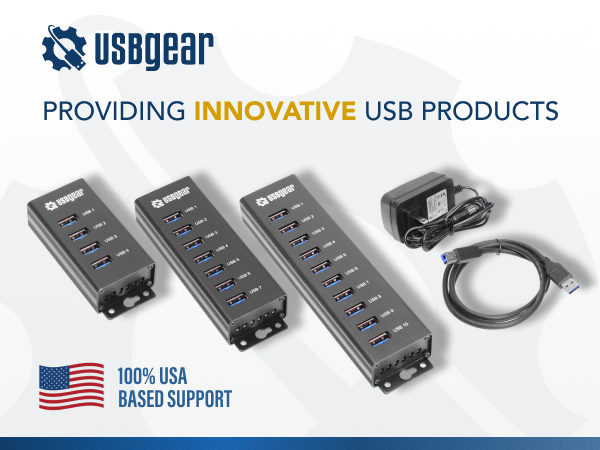 innovative USB products lineup with multi port hubs, USB accessories, and USA based support