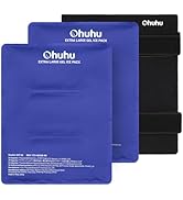 Ice Packs for Injuries: Ohuhu 2 Pack XL Reusable Ice Packs with Wrap 14" X 11" Hot Cold Gel Ice P...