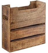 Mie Creations Wooden Magazine Holder Rack with Handle, Decorative Magazine Storage Basket for Fil...
