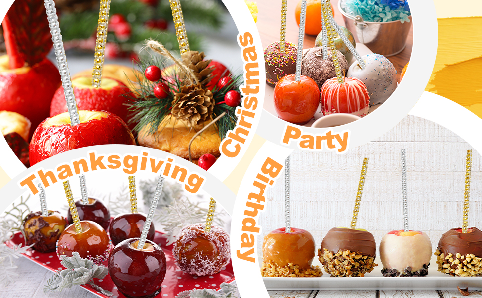 Bling Cake Pop Sticks, Glitter Gold Silver Lollipop Candy Apple Paper Skewers, Cupcake Treat Toppers