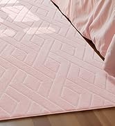 Macgace Ultra Soft Pink Area Rug for Girls Bedroom, 3x5 Modern Geometric Shag Rugs with Nonslip B...