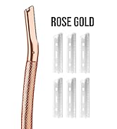 Text reads 'ROSE GOLD'. Close-up images of rose gold metallic cable or cord with textured diamond pattern grip surface shown from multiple angles.