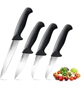 Cook N Home Paring Knife Set 4-Piece, High Carbon Stainless Steel Kitchen Knives, Includes-Utilit...