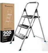 DIAMONDFORGE 3 Step Ladder, Folding Step Stool with Anti-Slip Wide Pedal, Soft Handle, Anti-Slip ...
