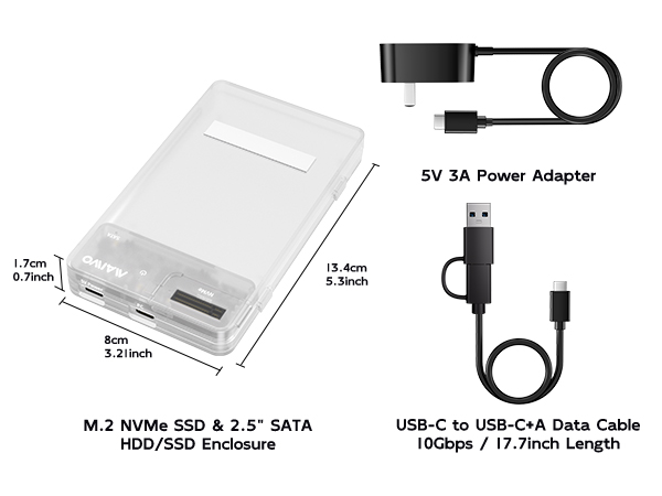 M.2 pcie NVMe hard drive enclosure 2.5 inch dock hard disk caddy reader usb type-c housing case