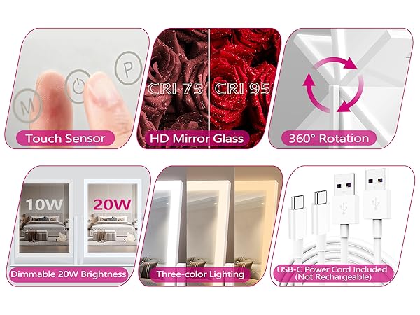 Mirror vanity makeup lights light led lighted up desk mirrors