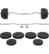 Yaheetech Barbell Weight Set - Olympic Curl Bar & 6 Olympic Weights & 2 Olympic Barbell Clamps fo...
