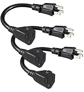 [3 Pack] Short Power Extension Cord 6inch - Black 3 Prong Mini Indoor Grounded Extension Cord,16A...