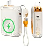 chubbycable ChubbyBoost Magnetic Power Bank – 10000mAh Wireless Wall Charger Fast Charging with B...