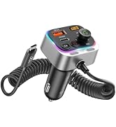 Syncwire Bluetooth 5.4 FM Transmitter Car Adapter, 66W PD QC 3.0 Fast Charge Car Charger with USB...