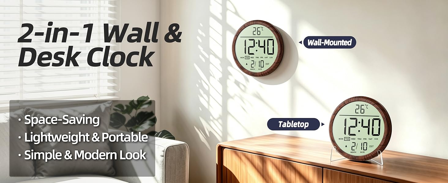 LCD digital wall clock