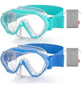 Aegend 2 Pack Kids Swim Goggles with Nose Cover for Kids 3-15, Knitted Fabric Strap, Anti-Fog 180...