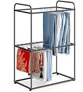 Pants Rack for Closet Freestanding Pant Rack Stand with 26 Pant Hangers, Small Trouser Rack Space...