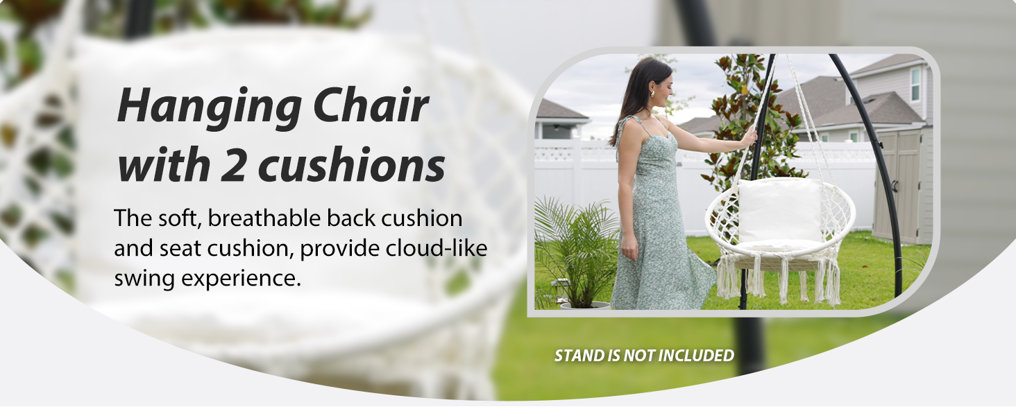 JoyView Macrame Hanging Swing Chair-2