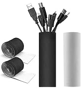 [2 Pack] JOTO 10.83ft Cable Management Sleeve, Cuttable Neoprene Cord Organizer System, Flexible ...