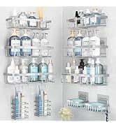 Liuoud 10 Pack Shower Caddy Organizer Rack Shelf for Inside Shower, Self Adhesive Wall Storage Ba...