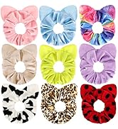 Mouse Ear Scrunchies for Hair, Funtopia 9 Pcs Cute Velvet Scrunchies for Women Girls Kids, Fashio...