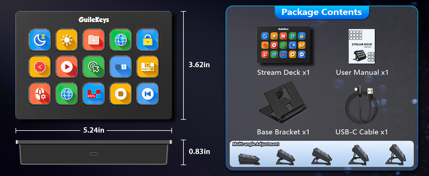 Stream Controller, Stream Deck with 15 Macro Keys Customizable, Gaming Macro Keypad