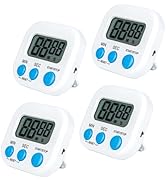 Pack of 4 - Kitchen Timer with Big Digital Numbers and Loud Alarm - Kitchen Timers for Cooking, C...