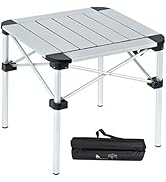 iClimb Lightweight Stable Alu. Folding Square Table Roll Up Top with Carry Bag for Camping Picnic...